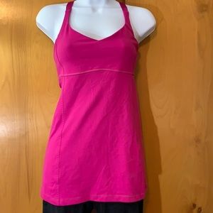 Lululemon fuschia bra tank top with satiny…